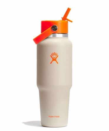 32 oz Wide Mouth Travel Bottle with Flex Straw Cap - Neon Orange