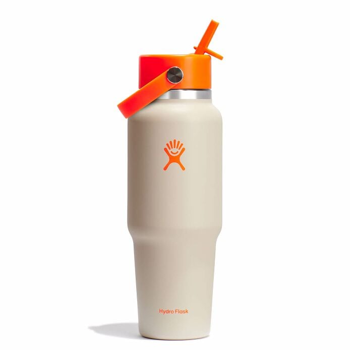 32 oz Wide Mouth Travel Bottle with Flex Straw Cap - Neon Orange